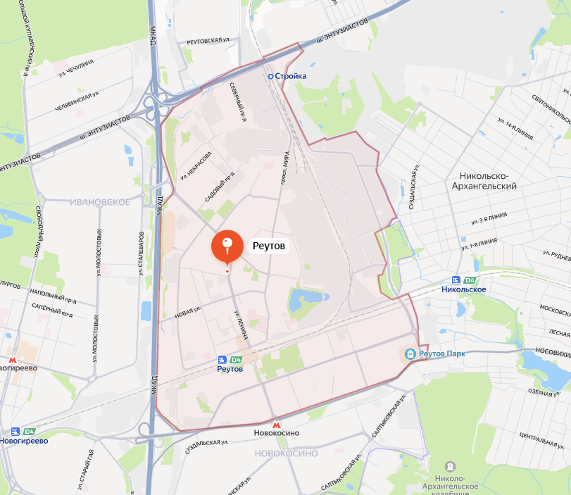 Карта Реутова
